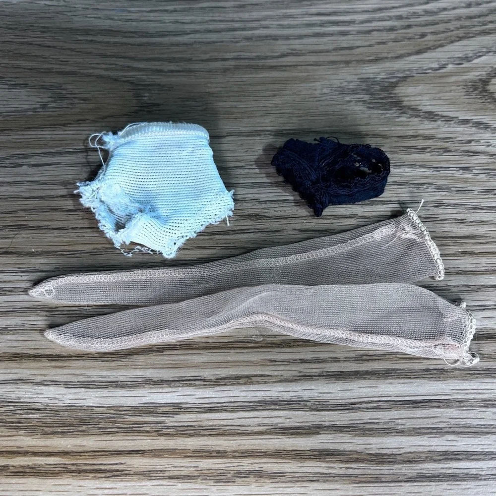 Vintage Doll‎ Clothes Set Mesh Stockings Distressed Shorts Lace Top 12in Doll